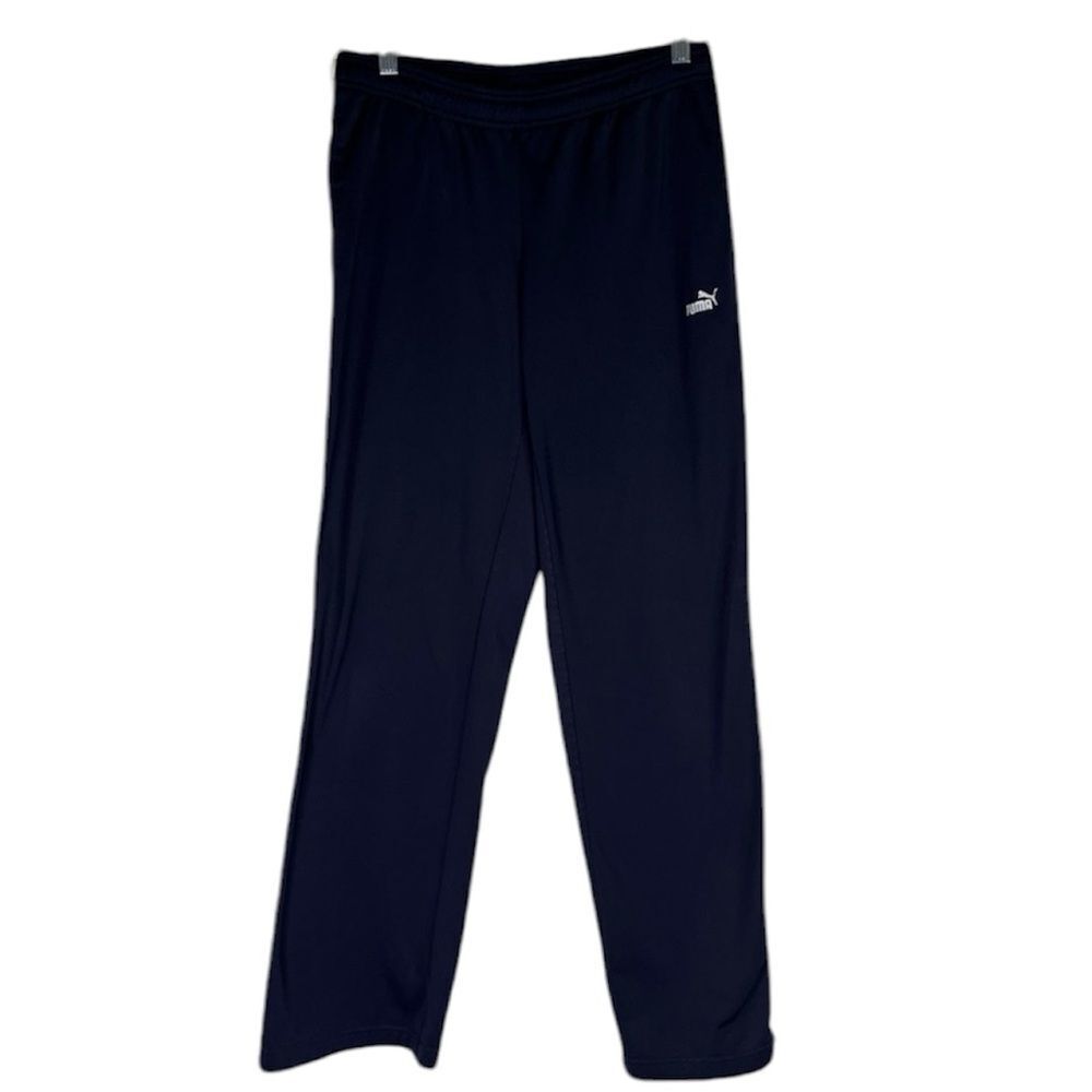 Puma Track Pants Women’s Blue Yellow Y2K Pull On Stretch Waist L Athletic